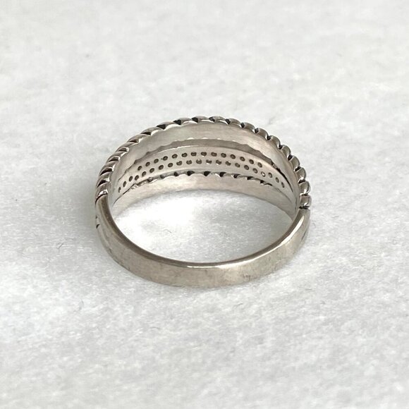 Sterling Silver 925 Gold Accent 2 Row Cubic Zirconia CZ Rope Band Ring Sz 7.75 - Picture 7 of 16